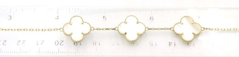 Lovely 14K Yellow Gold Mother of Pearl 3 Motif Bracelet