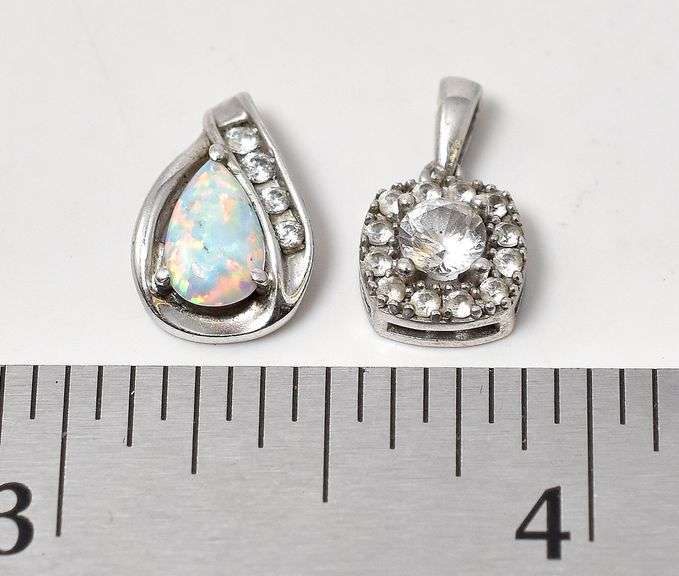 Opal and CZ Pendant Set in Sterling Silver