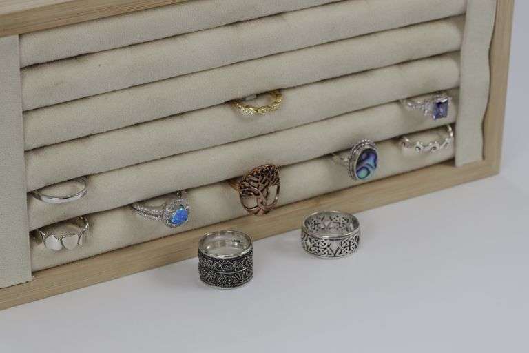 Sterling Silver Curated Ring Assortment Various Sizes & Styles (10 Ring Lot)