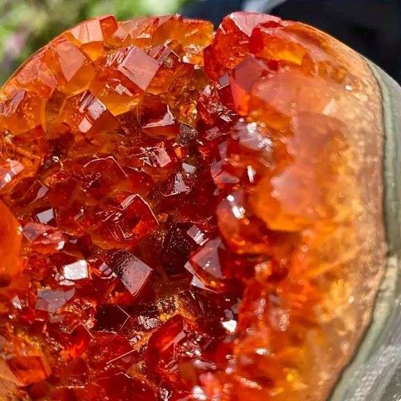 Orange Amethyst Quartz Geode Sphere