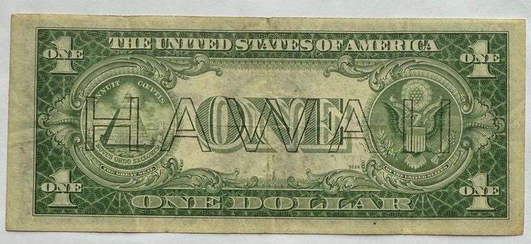 $1 1935A Hawaii Overprint Emergency Issue Silver Certificate.