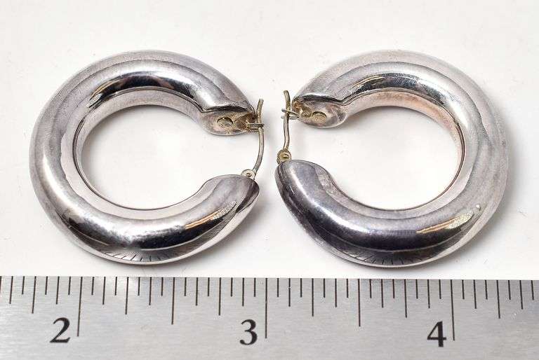 Thick Hoop Earrings in Sterling Silver