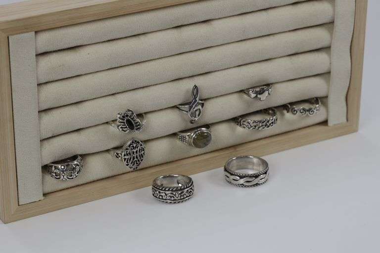 Sterling Silver Curated Ring Assortment Various Sizes & Styles (10 Ring Lot)