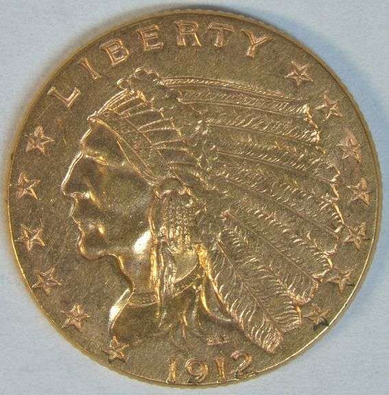 Lively lustrous 1912 US $2.50 Indian Gold Piece