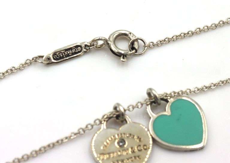 Tiffany & Co Tiffany blue double heart tag pendant on adjustable chain
