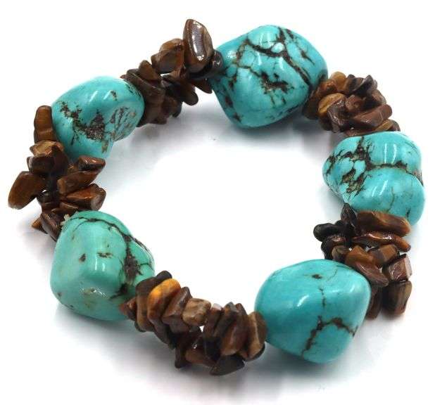 Turquoise and tiger eye chunky bracelet