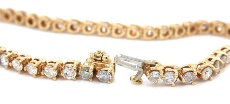 14kt Yellow  gold 4ctw round brilliant cut diamond tennis bracelet