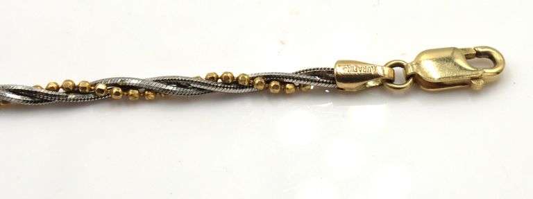 Sparkling Two Tone 14k Anklet