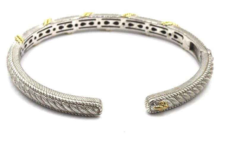 Set of 2 Judith Ripka 925 sterling silver cuff bangles
