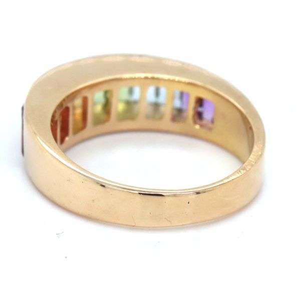 14kt Yellow gold 3.30ctw multi gemstone baguette band