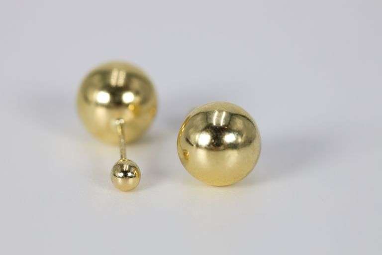 10k Yellow Gold 8mm Round Ball Stud Earrings