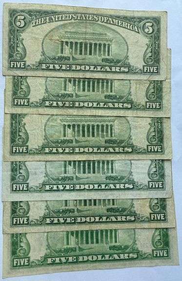 1934 A-D  1953 1953A $ 5 Silver Certificates