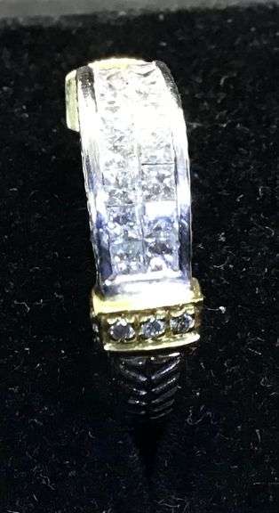 14K TWO TONE GOLD NATURAL DIAMOND WEDDING BAND