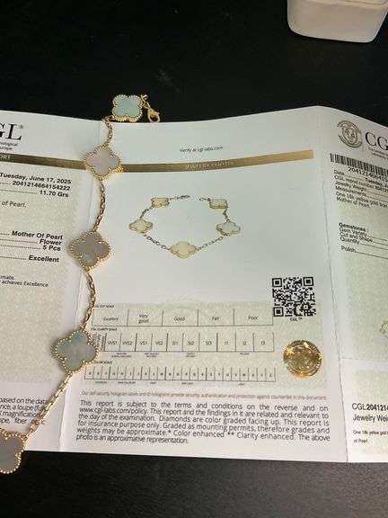 CERTIFIED BRAND NEW 18K YELLOW GOLD CLOVER LEAF BRACELET