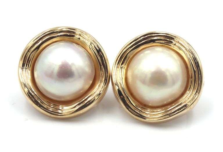 14kt Yellow gold Mabe earrings