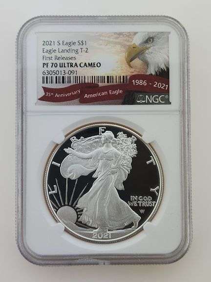 2021 S American Silver Eagle, Landing T-2 / NGC PF70 Ultra Cameo