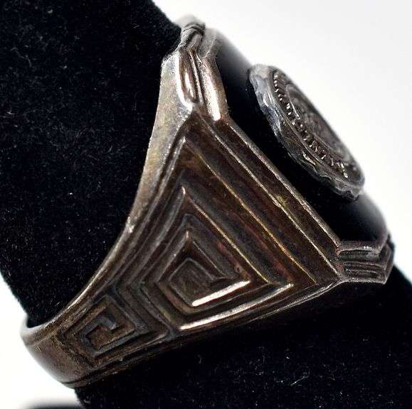 Black Onyx Class Ring in Sterling Silver