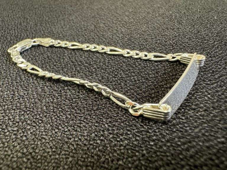 Sterling Silver Baby ID Bracelet 080 Figaro 5.5 Inches