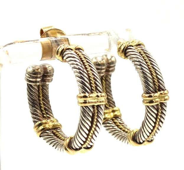 925 Sterling silver and gold double row hoops