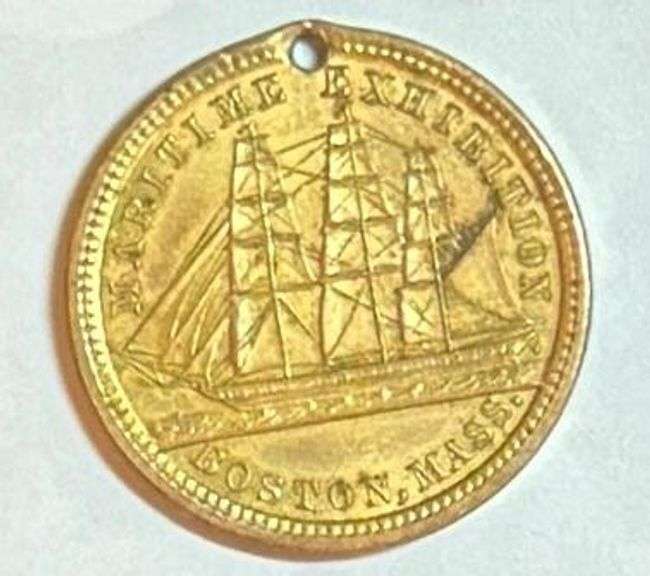 1889 Intl Maritime Expo Medal Gilt Brass
