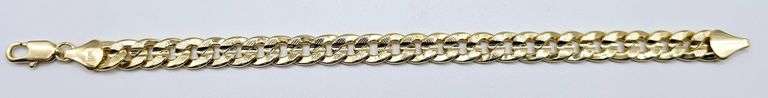 Sharp 24.5 Gram 14 Kt Yellow Gold Plate Cuban Link Bracelet