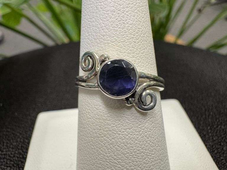 Sterling Silver 925 Iolite Gemstone Ring Size 8