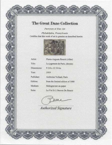 Limited Edition Pierre-Auguste Renoir (After) Original Heliogravure 1919