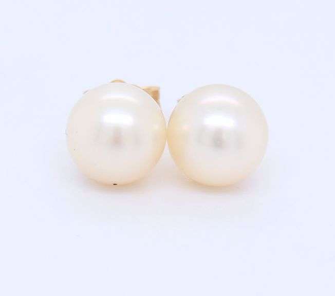 14kt Yellow gold 7.5-8mm pearl stud earrings