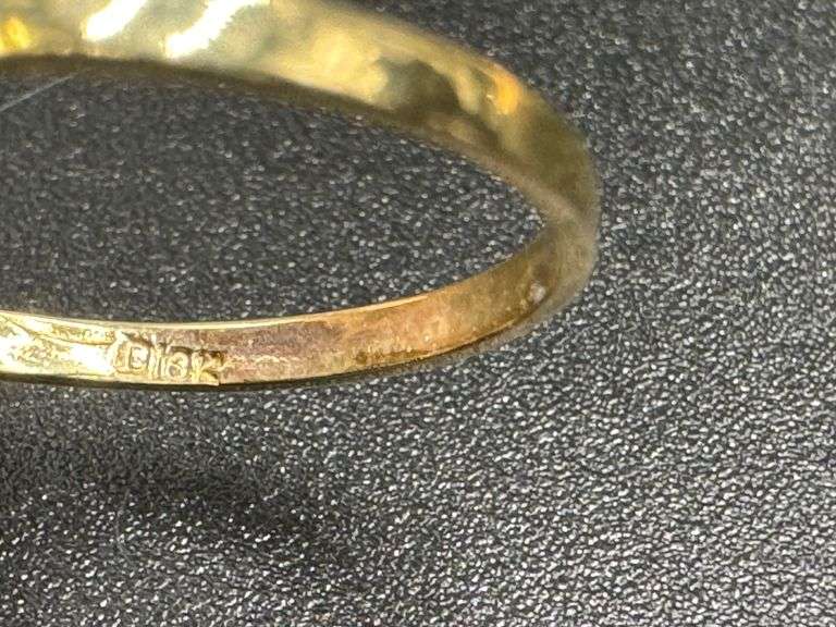 10k Yellow Gold Round White CZ Shield Heart Ring Promise Band Size 7