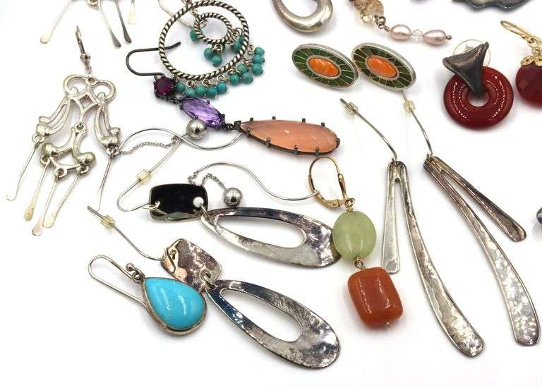 Group of vintage 925 sterling silver mixed earrings