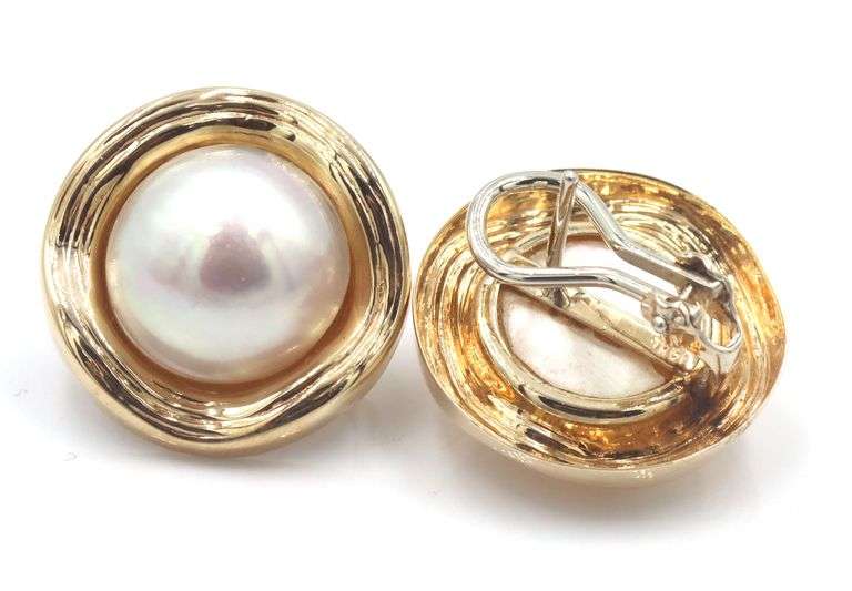14kt Yellow gold Mabe earrings