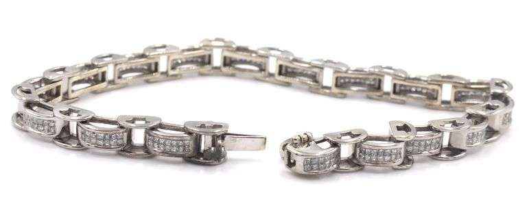 14kt White gold diamond contemporary style link bracelet