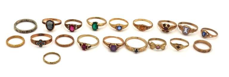 Instant Collection of 19 Vintage Gold Baby Rings