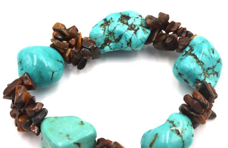 Turquoise and tiger eye chunky bracelet