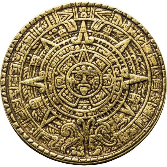 Aztec Sun and Moon Brass Coin Collectible