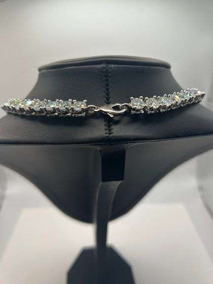 White Gold Plate Huge 61 Cttw Lab Simulated Diamond Tennis Necklace