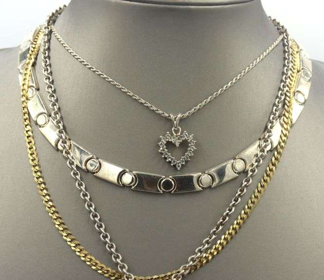 Group lot of 4 vintage 925 sterling silver necklaces