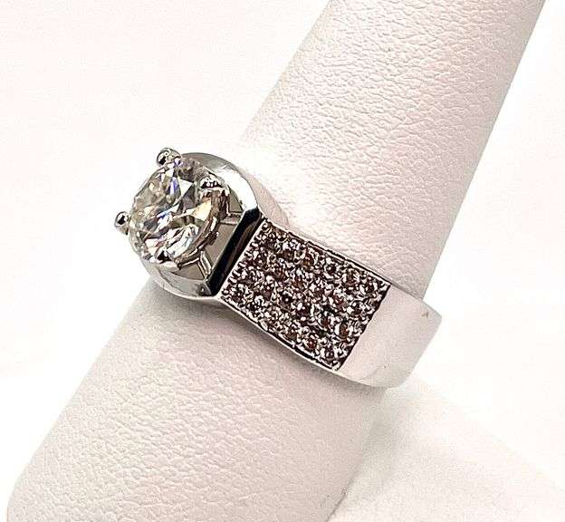 Men's 14 Kt White Gold Plated 2.05 Ct Test Positive Diamond Ring