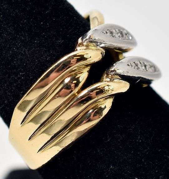Unique 18K Yellow Gold Diamond Ring with White Gold Accents