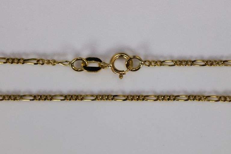 10k Yellow Gold Solid Figaro Link 1.25mm Chain 16"