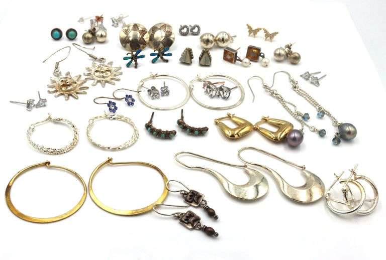 Group lot of vintage 925 sterling silver earrings