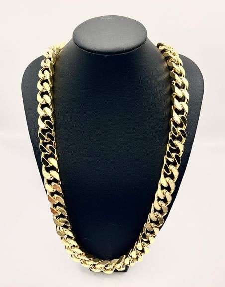 Huge Limited 240 Grams MLB 14 Kt Gold Plated Curb Link Chain Necklace.
