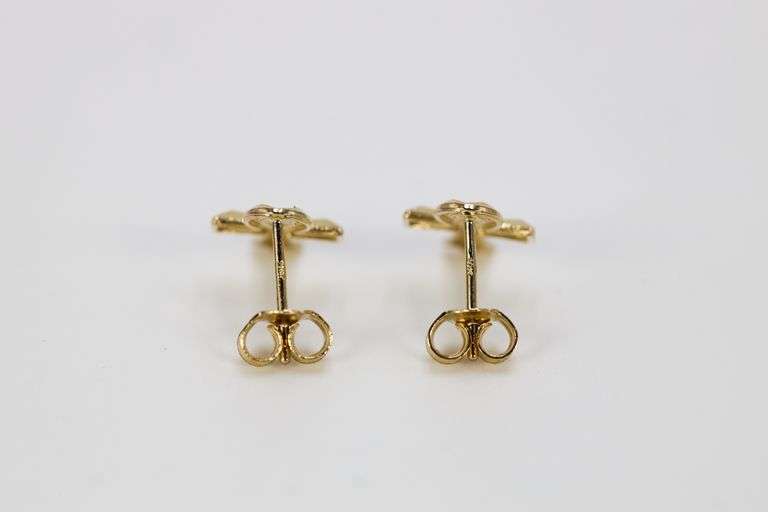 10k Yellow Gold Ankh Cross Stud Earrings