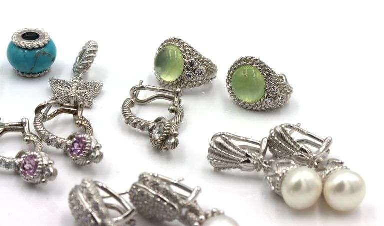 Lot of Judith Ripka 925 sterling silver earrings and charms