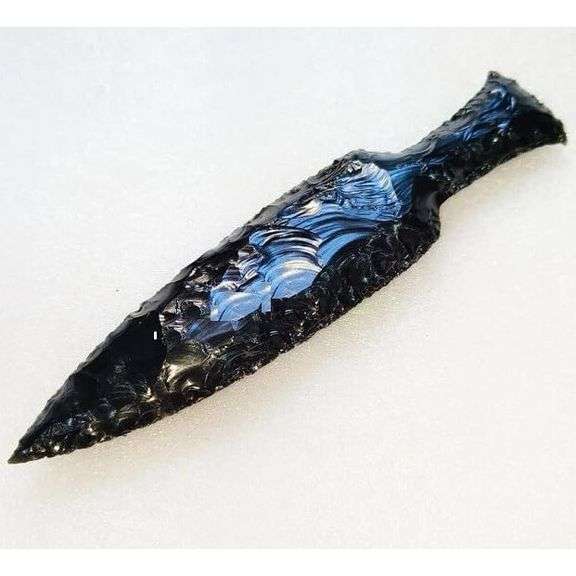 Hand-Knapped Black Obsidian Knife