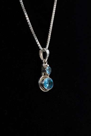 Sterling Silver Natural Blue Topaz Gemstone Pendant