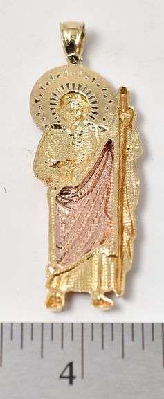 Holy 14K 3 Tone Gold Religious Pendant with Diamonds