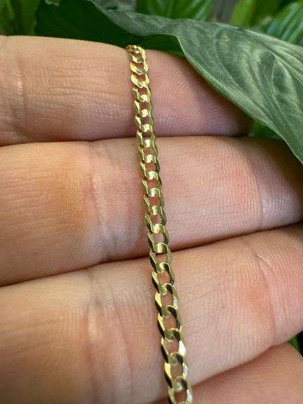14k Yellow Gold Solid Curb Chain 3mm Link Necklace 24"