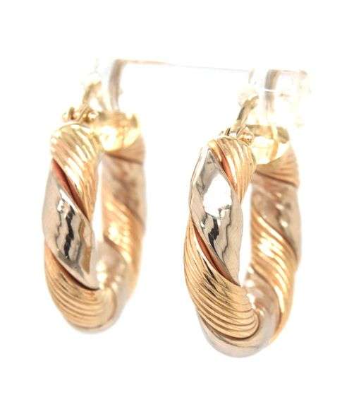 14kt Two tone gold hoop earrings