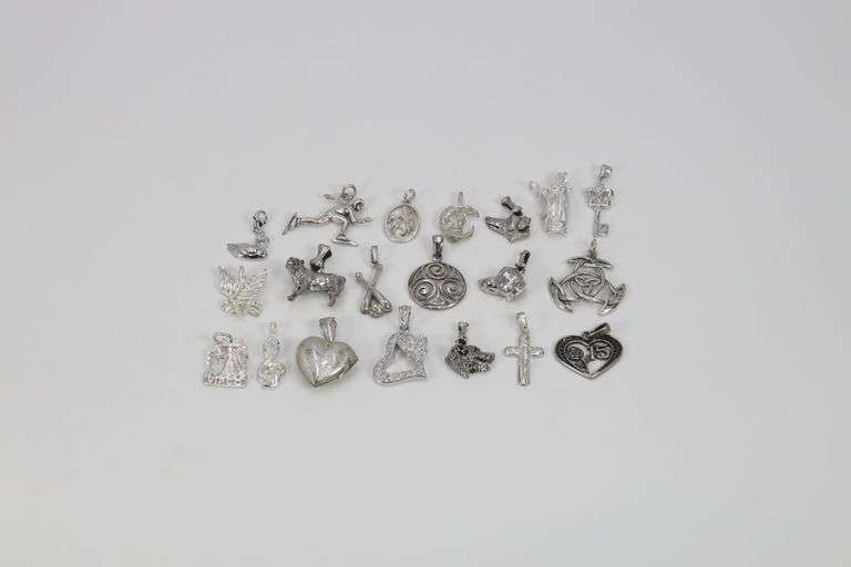 .925 Sterling Silver Curated Pendant Set 20 Pendants & Charms